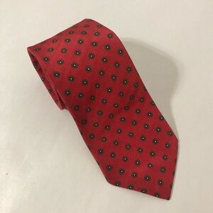Red Wool Silk Blend Dot Pattern Neck Tie